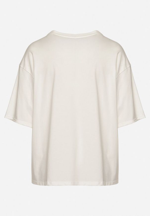 Born2be - Jasnobeżowy Bawełniany T-shirt z Motywem Serca Liorlie. Okazja: na spacer, na co dzień. Kolor: beżowy. Materiał: bawełna. Styl: klasyczny, casual