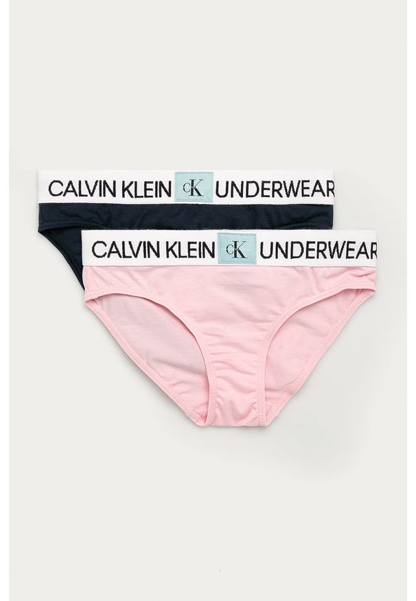 Calvin Klein Underwear - Figi dziecięce (2-pack). Kolor: różowy. Materiał: bawełna, dzianina, elastan. Wzór: gładki
