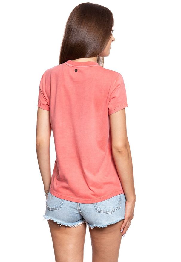 Mustang - MUSTANG T SHIRT DAMSKI Alina C Print Porcelain Rose 1009475 8204. Wzór: nadruk