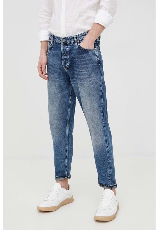 AllSaints jeansy męskie. Kolor: niebieski