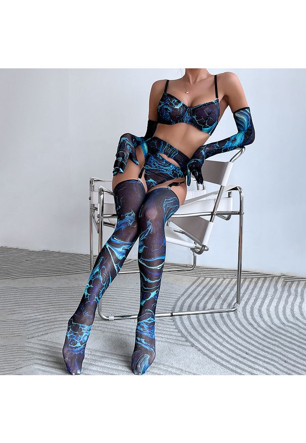 Intica - Komplet bielizny pięcioczęściowy elegancki na wieczór Shafeeka. Kolor: wielokolorowy. Materiał: materiał