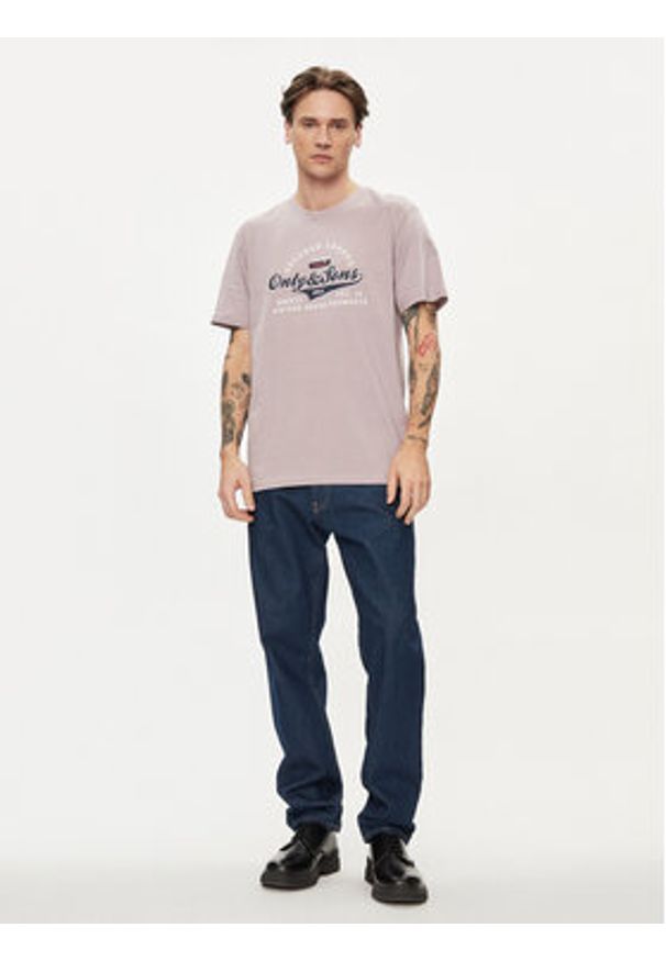 Only & Sons T-Shirt Lenny 22028593 Fioletowy Regular Fit. Kolor: fioletowy. Materiał: bawełna