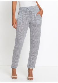 bonprix - Spodnie lniane. Kolor: niebieski. Materiał: lyocell, len. Sezon: lato #1