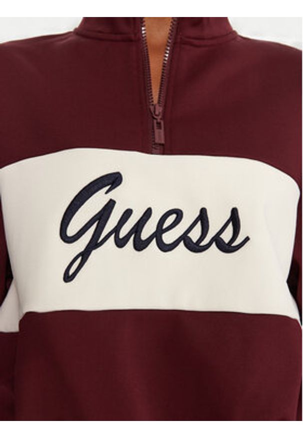Guess Bluza V5BQ00 KCX22 Bordowy Regular Fit. Kolor: czerwony. Materiał: syntetyk