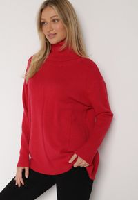 Born2be - Czerwony Sweter z Golfem i Dodatkiem Kaszmiru Rorizia. Okazja: na co dzień, do pracy. Typ kołnierza: golf. Kolor: czerwony. Długość: długie. Wzór: aplikacja. Materiał: kaszmir. Długość rękawa: długi rękaw. Sezon: zima, jesień. Styl: casual, klasyczny #2