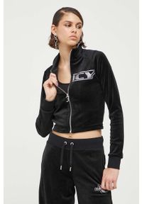 Juicy Couture bluza damska kolor czarny z aplikacją. Kolor: czarny. Długość rękawa: raglanowy rękaw. Wzór: aplikacja #1