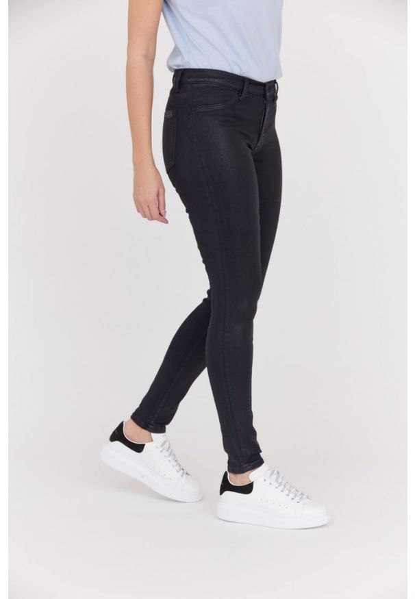 7 FOR ALL MANKIND Woskowane czarne jeansy damskie HW SKINNY COATED SLIM ILLUSION, Rozmiar 29. Kolor: czarny