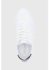 Lauren Ralph Lauren Buty skórzane kolor biały na koturnie. Nosek buta: okrągły. Zapięcie: sznurówki. Kolor: biały. Materiał: skóra. Obcas: na koturnie #5