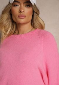 Renee - Fuksjowy Sweter z Rękawami 3/4 z Wełną Dannalin. Okazja: na co dzień, na spotkanie biznesowe. Typ kołnierza: dekolt w łódkę. Kolor: różowy. Materiał: wełna. Długość rękawa: krótki rękaw. Długość: krótkie. Sezon: wiosna. Styl: biznesowy, klasyczny, elegancki, casual #5