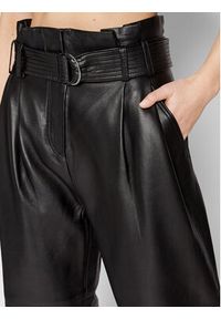 Karl Lagerfeld - KARL LAGERFELD Spodnie skórzane High Waist 220W1900 Czarny Relaxed Fit. Stan: podwyższony. Kolor: czarny. Materiał: skóra #3