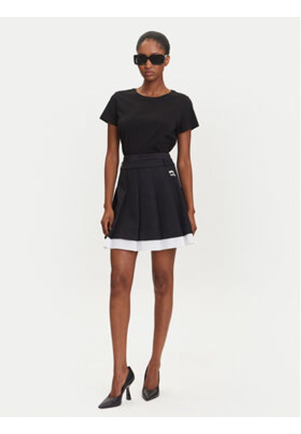 Karl Lagerfeld - KARL LAGERFELD Spódnica mini A3W12021 Czarny Regular Fit. Kolor: czarny. Materiał: syntetyk