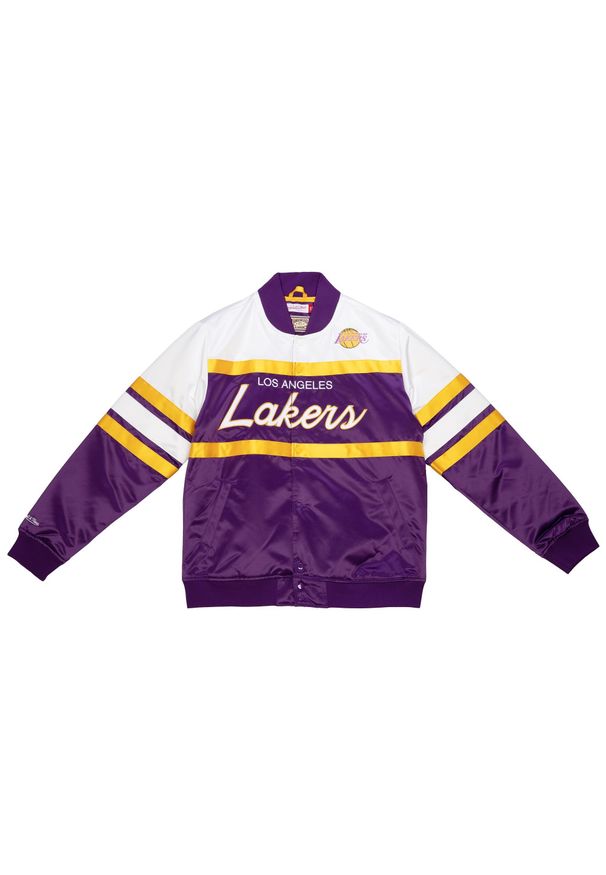 Mitchell & Ness - Bluza dresowa zapinana na guziki Los Angeles Lakers. Kolor: fioletowy. Materiał: dresówka. Sport: koszykówka