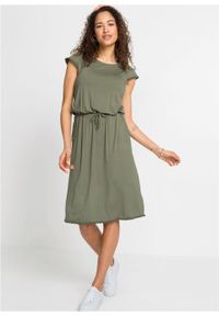 Sukienka midi z dżerseju z przyjaznej dla środowiska wiskozy bonprix oliwkowy. Kolor: zielony. Materiał: jersey, wiskoza. Długość: midi #6