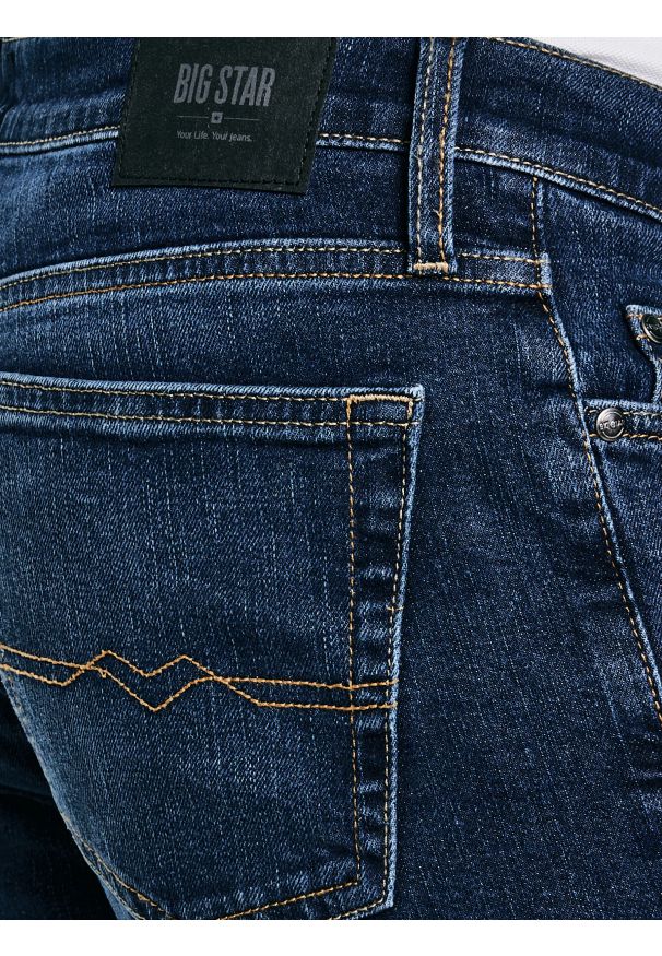 Big-Star - Jeansy męskie dopasowane granatowe Tobias 401. Okazja: na co dzień. Kolor: niebieski. Styl: casual, klasyczny