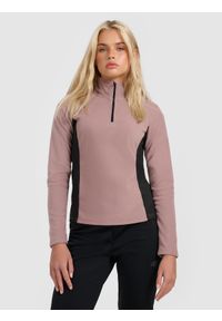 4f - 4F Bielizna termiczna polarowa (góra) damska - brązowa XL. Typ kołnierza: kołnierzyk stójkowy. Kolor: brązowy. Materiał: polar. Sezon: zima. Sport: turystyka piesza #1