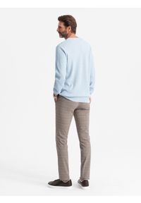 Ombre Clothing - Melanżowy sweter męski ze strukturalnej dzianiny – błękitny V2 OM-SWSW-0142 - XXL. Okazja: na co dzień. Kolor: niebieski. Materiał: dzianina. Wzór: melanż. Styl: casual #3