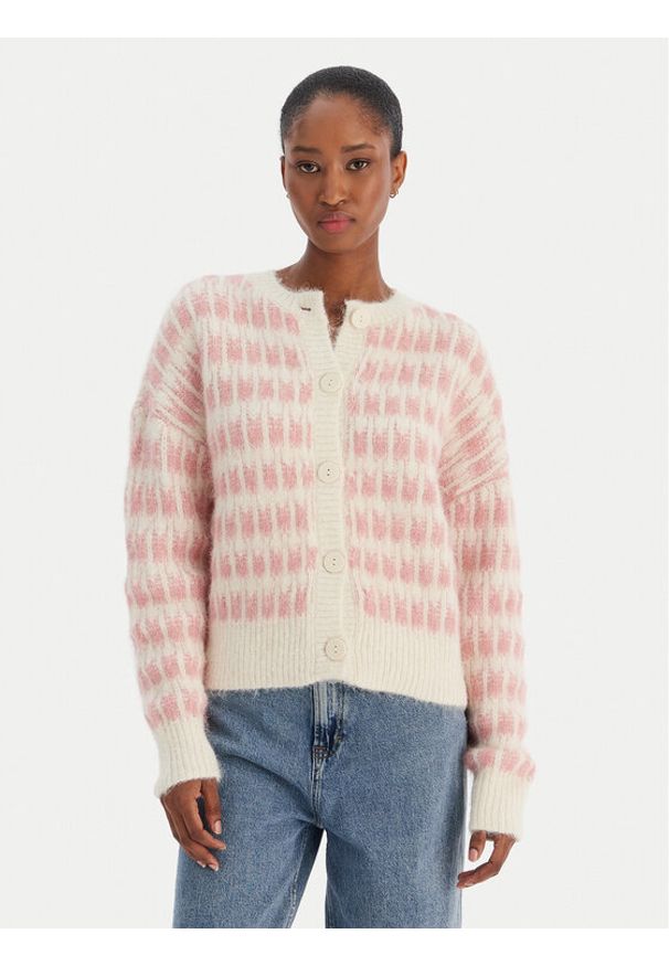 Vero Moda Kardigan Lisa 10336622 Beżowy Regular Fit. Kolor: beżowy. Materiał: syntetyk