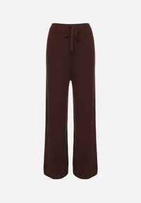 Born2be - Brązowe Szerokie Spodnie High Waist z Wiskozą z Gumką w Pasie Essica. Okazja: na co dzień. Stan: podwyższony. Kolor: brązowy. Materiał: wiskoza. Wzór: aplikacja. Styl: casual, elegancki #4
