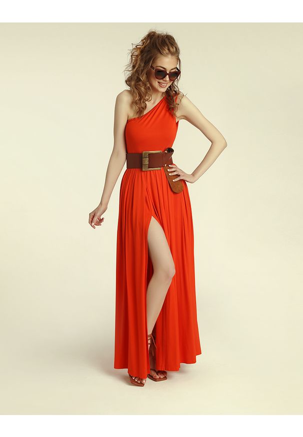 Madnezz - Sukienka Erin Wild 2.0 - chilli. Materiał: elastan, wiskoza. Typ sukienki: asymetryczne