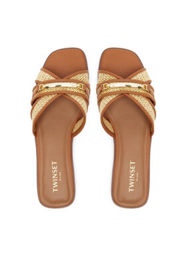 TwinSet - TWINSET Klapki 251TGT020 Brązowy. Kolor: brązowy. Materiał: syntetyk