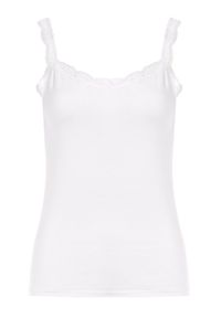 Born2be - Biały Top Bawełniany Hellamene. Okazja: na co dzień. Kolor: biały. Materiał: bawełna. Długość rękawa: na ramiączkach. Wzór: gładki, koronka. Sezon: lato. Styl: casual, klasyczny #5