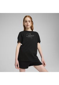 Puma - Młodzieżowa koszulka Essentials Script PUMA Black. Kolor: czarny. Wzór: haft. Sport: joga i pilates