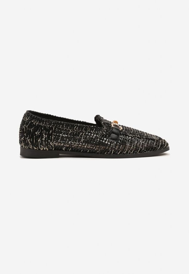 Born2be - Czarne Mokasyny Loafersy z Ażurową Cholewką Kolarila. Okazja: na co dzień. Kolor: czarny. Materiał: jedwab. Szerokość cholewki: normalna. Wzór: ażurowy. Styl: elegancki, klasyczny, casual