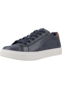 Geox - Buty GEOX J NASHIK A Niebieski. Kolor: niebieski, brązowy, wielokolorowy. Materiał: tkanina, skóra. Sport: turystyka piesza