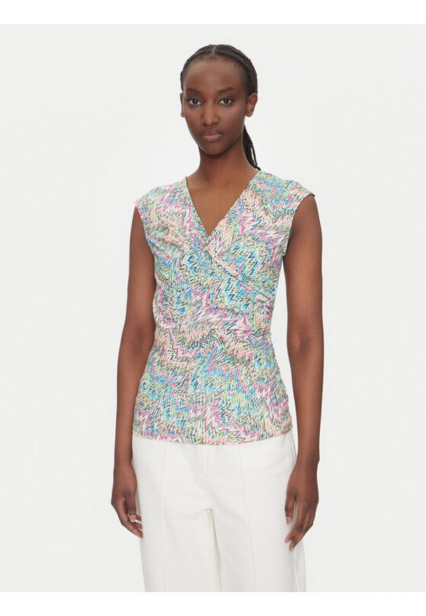 Morgan Bluzka 251-DPOPPA Kolorowy Slim Fit. Materiał: syntetyk. Wzór: kolorowy