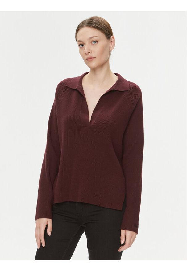 Calvin Klein Sweter Essential K20K206019 Bordowy Relaxed Fit. Kolor: czerwony. Materiał: syntetyk
