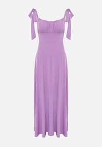 Born2be - Fioletowa Rozkloszowana Sukienka Maxi z Wiązanymi Ramiączkami Lisija. Kolor: fioletowy. Długość rękawa: na ramiączkach. Styl: elegancki. Długość: maxi #5