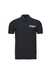 Koszulka polo męska Napapijri E-Aylmer. Typ kołnierza: polo. Kolor: czarny