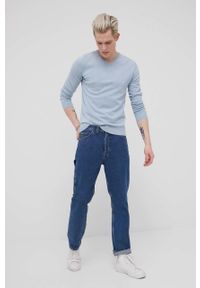 Tom Tailor sweter bawełniany męski. Okazja: na co dzień. Kolor: niebieski. Materiał: bawełna. Długość rękawa: długi rękaw. Długość: długie. Styl: casual