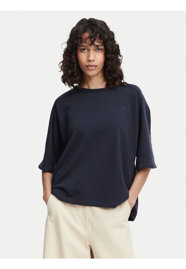 Beverly Hills Polo Club T-Shirt P-SS26W-TS0081 Granatowy Oversize. Typ kołnierza: polo. Kolor: niebieski. Materiał: bawełna