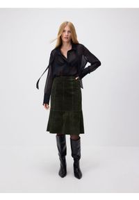 Reserved - Skórzana spódnica mini - ciemnozielony. Kolor: zielony. Materiał: skóra #1