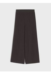 Sinsay - Prążkowane spodnie wide leg - zielony. Kolor: zielony. Materiał: prążkowany #1