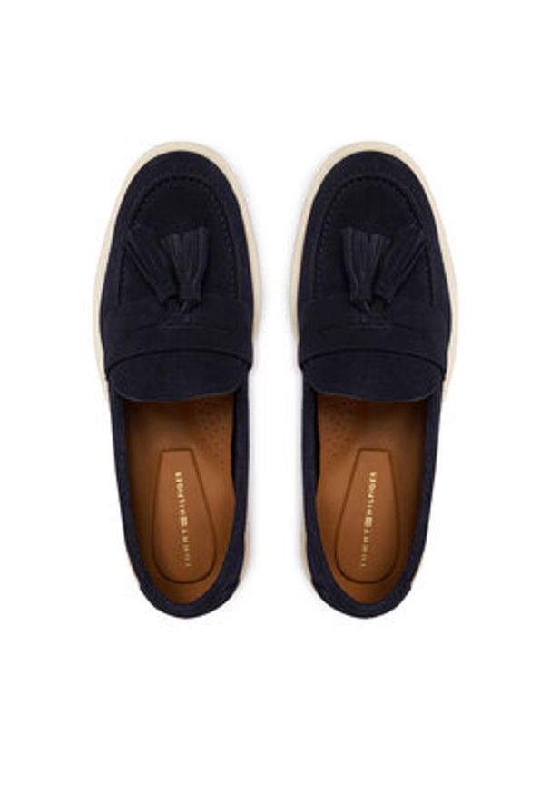 TOMMY HILFIGER - Tommy Hilfiger Mokasyny Light Suede Tassel Loafer FW0FW09285 Granatowy. Kolor: niebieski. Materiał: skóra, zamsz