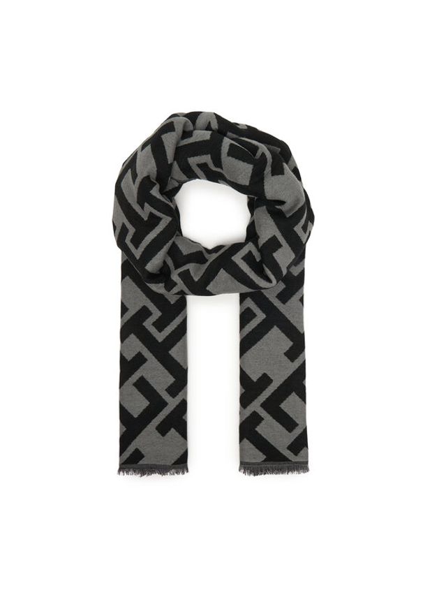 TOMMY HILFIGER - Tommy Hilfiger Szal Th Monogram Heavy Scarf AW0AW18051 Czarny. Kolor: czarny. Materiał: materiał