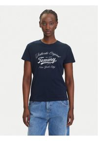 Tommy Jeans T-Shirt Essential DW0DW21404 Granatowy Regular Fit. Kolor: niebieski. Materiał: bawełna