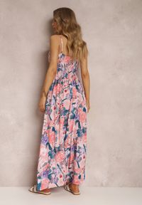 Renee - Różowa Sukienka Kydite. Kolor: różowy. Długość rękawa: na ramiączkach. Wzór: kolorowy. Typ sukienki: kopertowe. Styl: elegancki. Długość: maxi #5