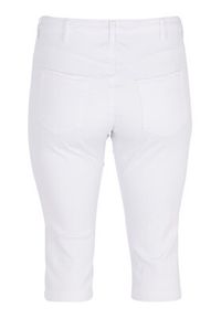 Zizzi Spodnie capri O10305H Biały Slim Fit. Kolor: biały. Materiał: syntetyk, bawełna
