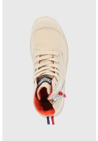 Palladium Trampki damskie kolor beżowy. Nosek buta: okrągły. Kolor: beżowy. Materiał: guma