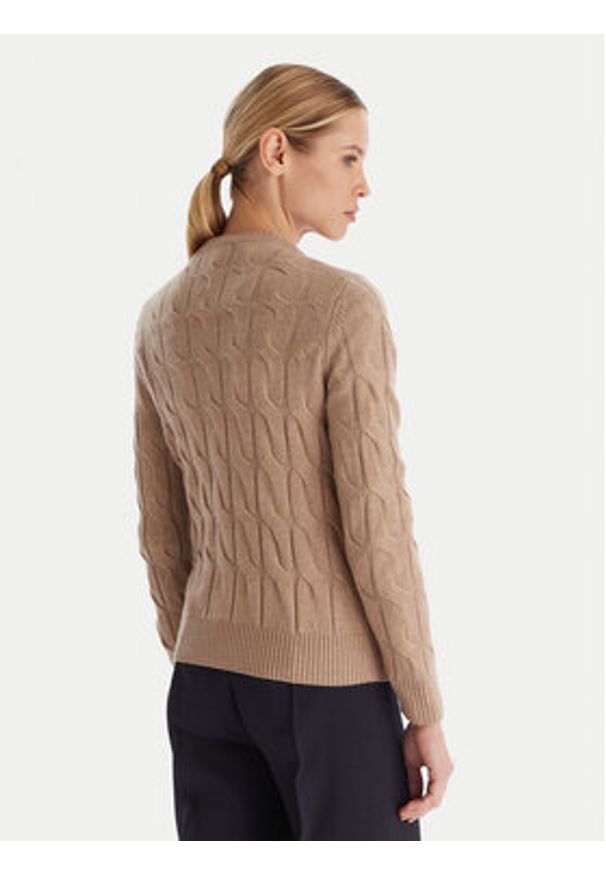 TOMMY HILFIGER - Tommy Hilfiger Sweter WW0WW43586 Beżowy Regular Fit. Kolor: beżowy. Materiał: wełna