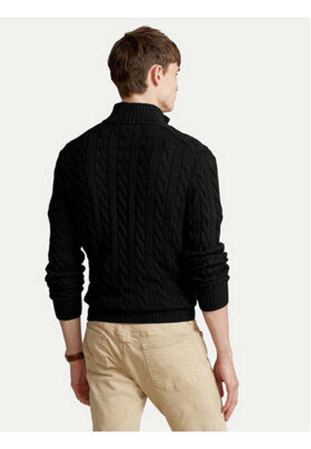 Polo Ralph Lauren Sweter 710810841006 Czarny Regular Fit. Typ kołnierza: polo. Kolor: czarny. Materiał: bawełna