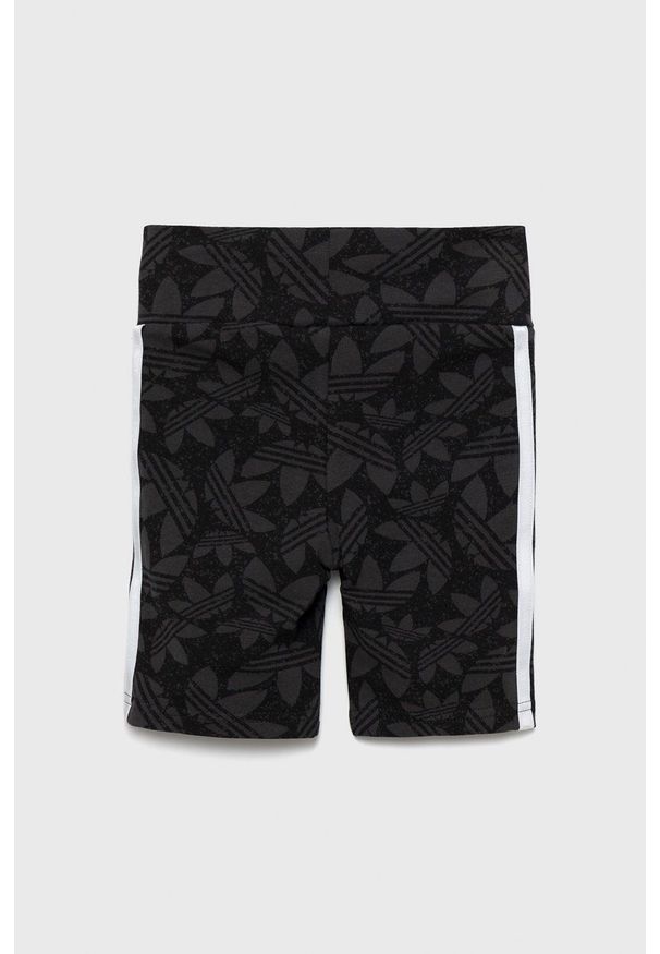 adidas Originals szorty dziecięce kolor czarny z aplikacją. Kolor: czarny. Materiał: bawełna. Wzór: aplikacja