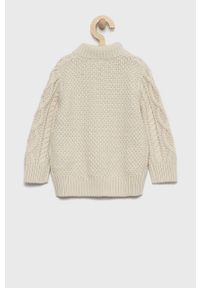GAP sweter z domieszką wełny dziecięcy kolor beżowy ciepły. Okazja: na co dzień. Kolor: beżowy. Materiał: wełna. Długość: krótkie. Styl: casual #3