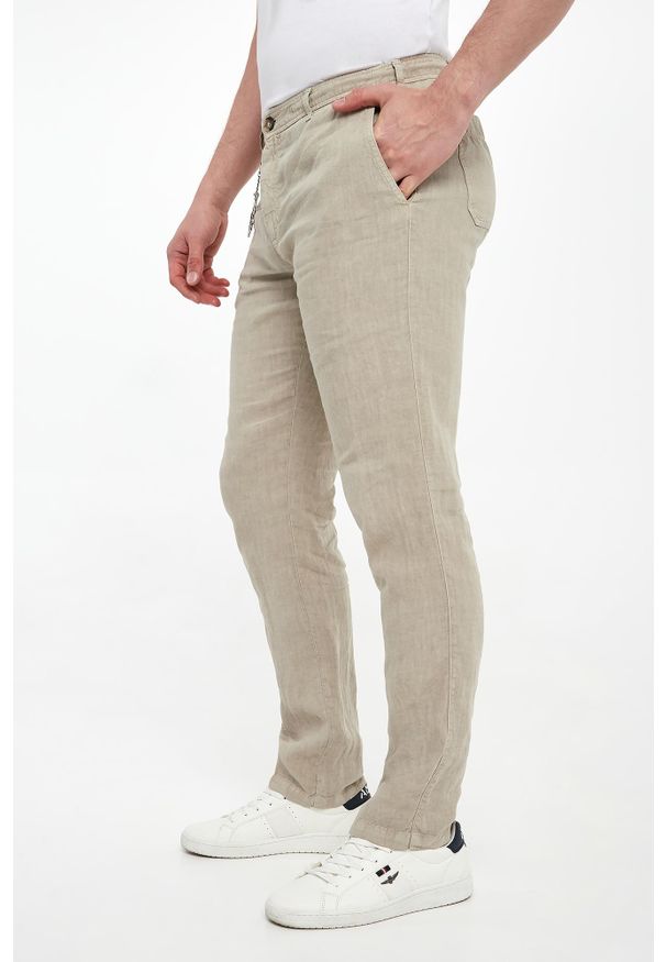 PAUL & SHARK - Spodnie męskie lniane PAUL&SHARK. Materiał: len
