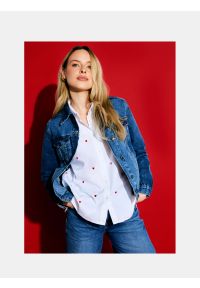 Big-Star - Koszula damska z wyhaftowanymi serduszkami biała Erin 100. Kolor: biały. Materiał: bawełna. Wzór: haft. Styl: elegancki #7