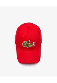 Lacoste - LACOSTE - Czerwona czapka z dużym logo. Kolor: czerwony. Materiał: bawełna. Wzór: haft, aplikacja. Styl: casual #4