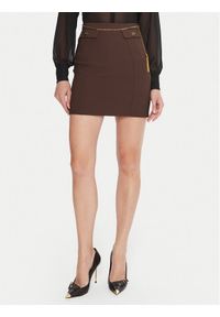 Elisabetta Franchi Spódnica mini GO-148-57E2-V380 Brązowy Slim Fit. Kolor: brązowy. Materiał: syntetyk